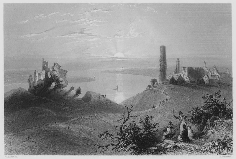 Sieben Kirchen von Clonmacnoise, am Shannon von William Henry (after) Bartlett