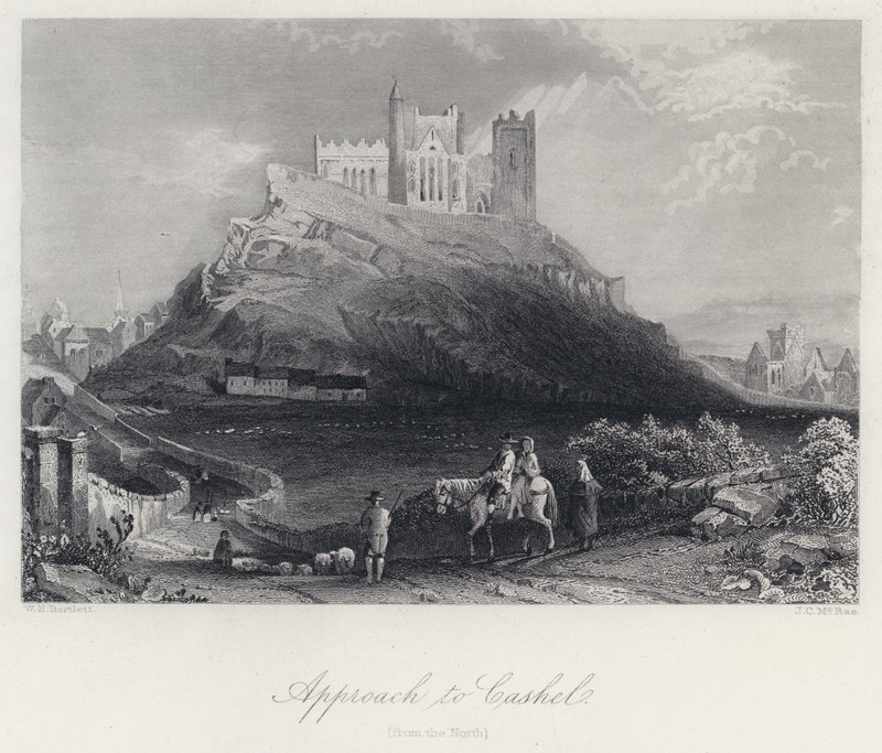 Annäherung an Cashel von Norden (Stich) von William Henry Bartlett