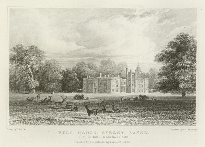 Bell House, Aveley, Essex, Sitz von Sir T B Lennard, Baronet von William Henry Bartlett