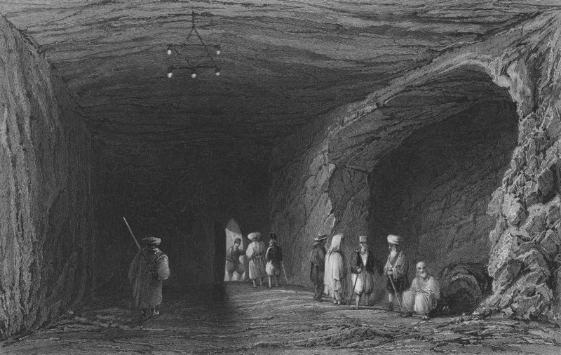 Höhle der Schule der Propheten, am Berg Karmel von William Henry Bartlett