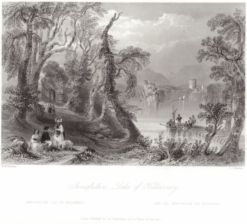 Innisfallen, See von Killarney von William Henry Bartlett