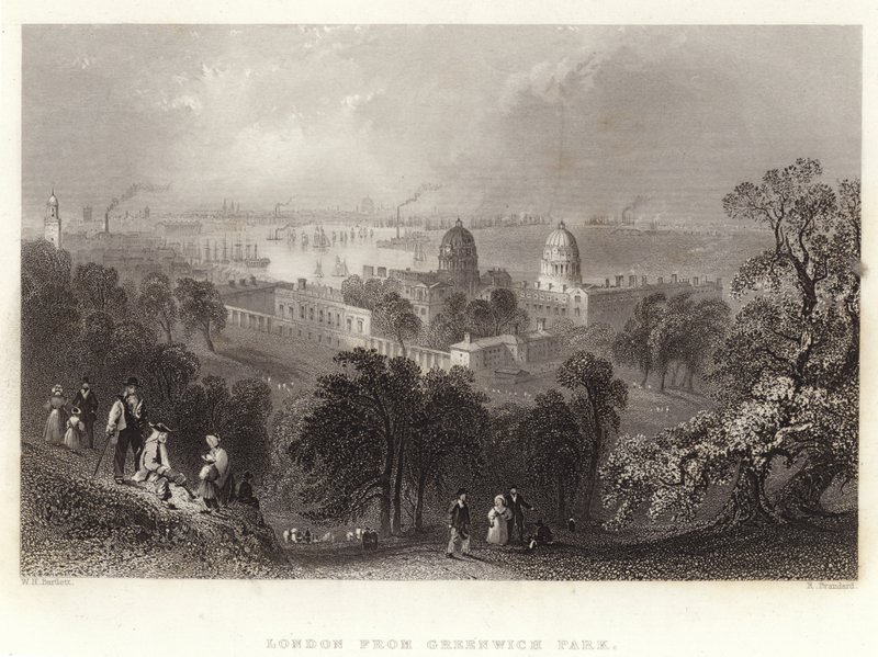 London vom Greenwich Park aus von William Henry Bartlett