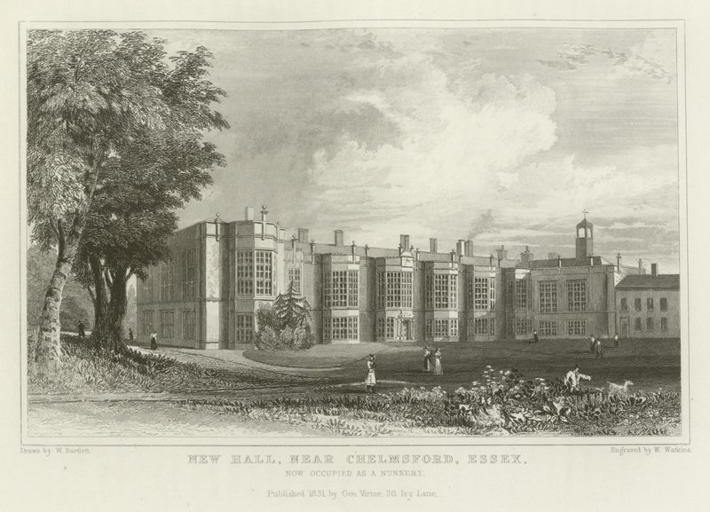 New Hall, in der Nähe von Chelmsford, Essex, jetzt als Kloster genutzt von William Henry Bartlett