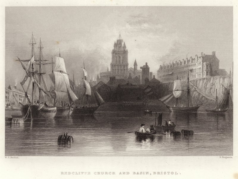 Redcliffe Kirche und Becken, Bristol von William Henry Bartlett