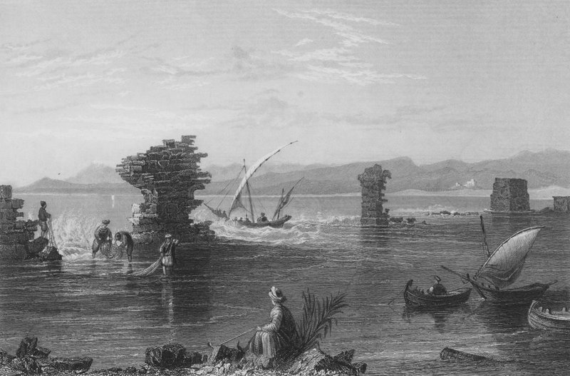 Überreste des Hafens von Tyrus von William Henry Bartlett