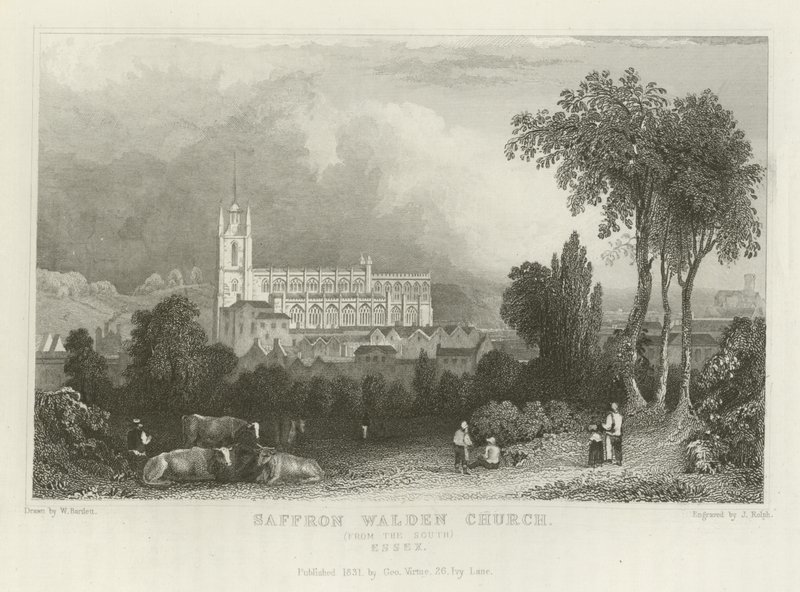 Saffron Walden Kirche, von Süden, Essex von William Henry Bartlett