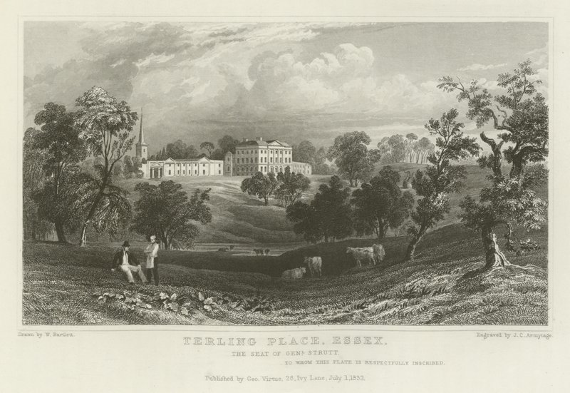 Terling Place, Essex, der Sitz von General Strutt von William Henry Bartlett