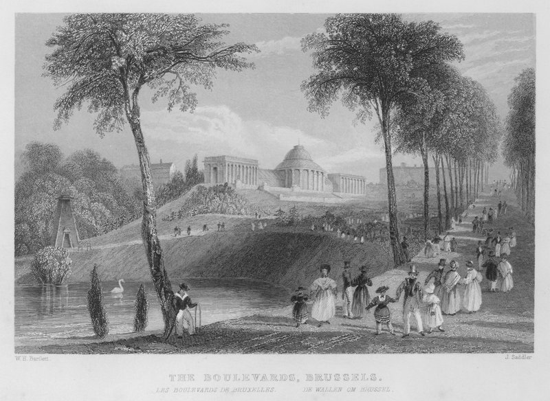 Die Boulevards, Brüssel (Stich) von William Henry Bartlett