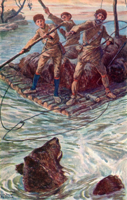 Jake warf eine Schlinge über den Kopf des Grizzlys von William Henry Charles Groome