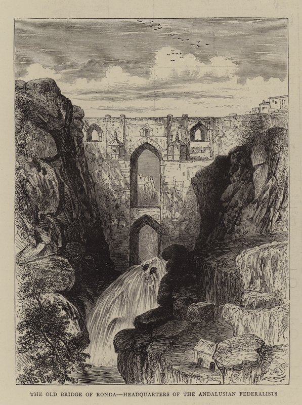 Die alte Brücke von Ronda, Hauptquartier der andalusischen Föderalisten von William Henry James Boot
