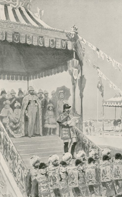 Die Königin wird in Delhi zur Kaiserin von Indien ausgerufen von William Henry Margetson