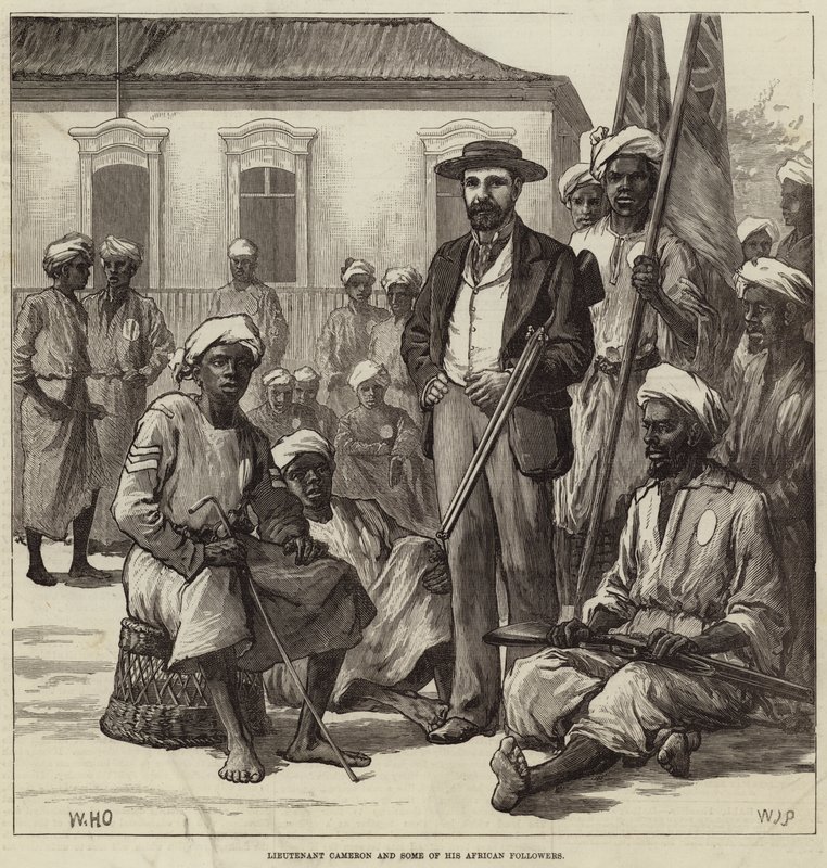 Leutnant Cameron und einige seiner afrikanischen Anhänger von William Heysham Overend