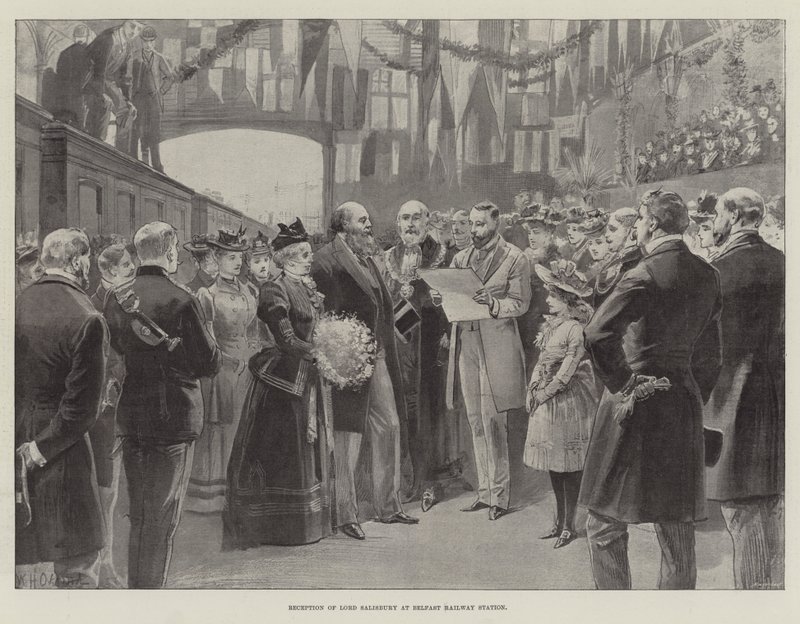 Empfang von Lord Salisbury am Bahnhof von Belfast von William Heysham Overend