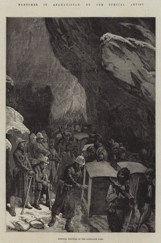 Skizzen in Afghanistan, Krankenhaus-Dhoolies im Jugdulluk-Pass von William Heysham Overend
