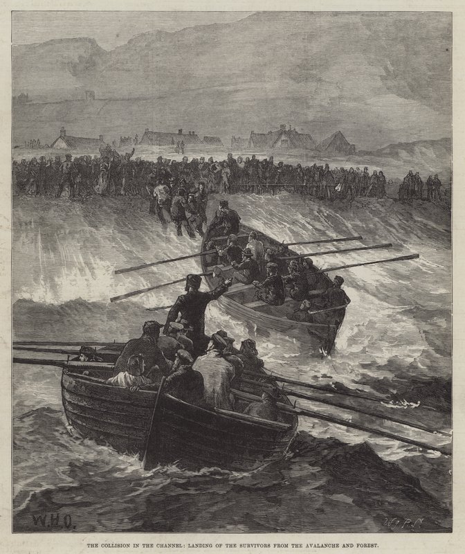 Die Kollision im Kanal, Landung der Überlebenden von der Avalanche und Forest von William Heysham Overend