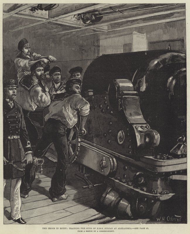 Die Krise in Ägypten, das Training der Geschütze der HMS Sultan in Alexandria von William Heysham Overend