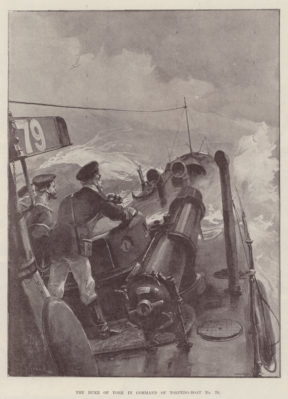 Der Herzog von York im Kommando des Torpedoboots Nr. 79 von William Heysham Overend