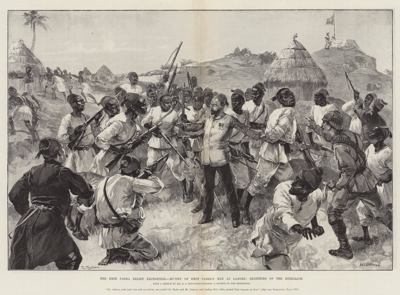 Die Emin-Pascha-Entlastungsexpedition, Meuterei von Emin Paschas Männern in Labore, Beginn der Rebellion von William Heysham Overend