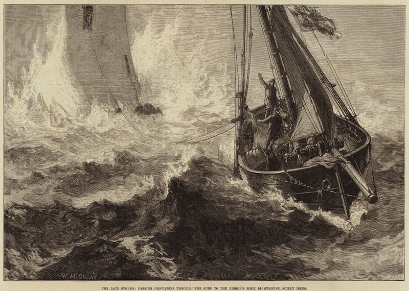 Der letzte Sturm, Proviant durch die Brandung zum Leuchtturm Bishop
