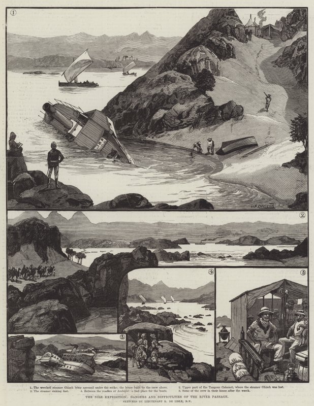 Die Nil-Expedition, Gefahren und Schwierigkeiten der Flussdurchfahrt von William Heysham Overend