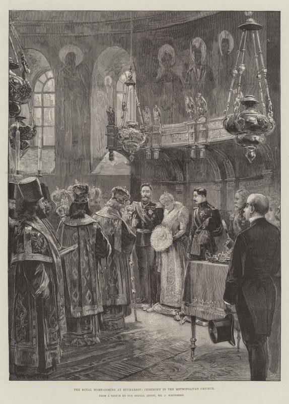 Die königliche Heimkehr in Bukarest, Zeremonie in der Metropolitankirche von William Heysham Overend