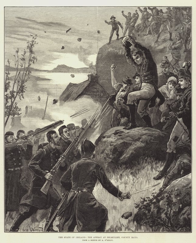 Der Zustand Irlands, der Streit in Belmullet, County Mayo von William Heysham Overend