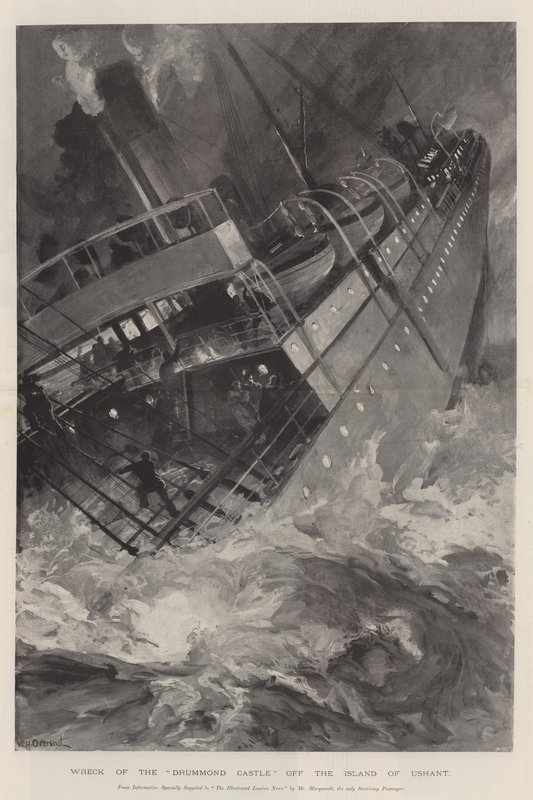 Wrack der Drummond Castle vor der Insel Ushant von William Heysham Overend