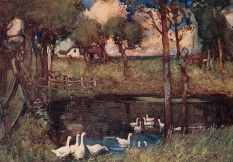 Illustration für The Deserted Village von Oliver Goldsmith (Farblithografie) von William Lee Hankey