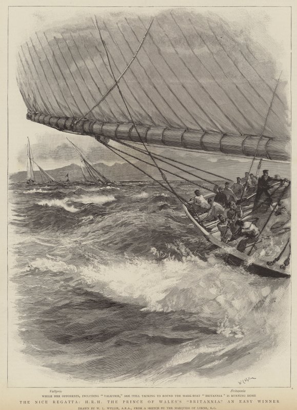 Die Regatta von Nizza, HRH Die Britannia des Prinzen von Wales als leichter Sieger von William Lionel Wyllie
