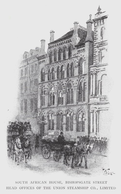 South African House, Bishopsgate Street, Hauptbüros der Union Steamship Co, Limited von William Luker