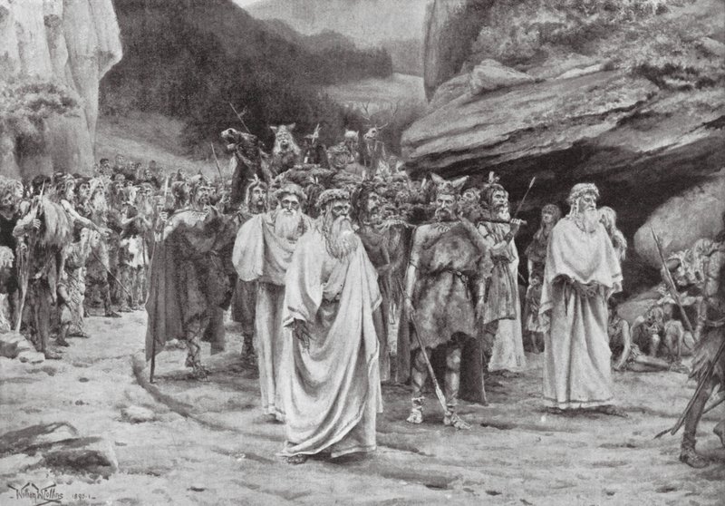 Das Begräbnis eines britischen Häuptlings (Lithografie) von William Wiehe Collins