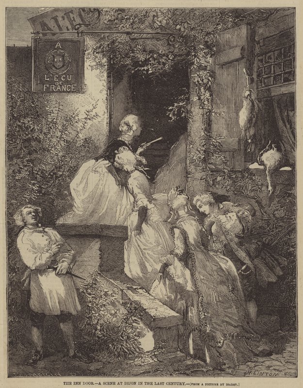 Die Gasthaustür, eine Szene in Dijon im letzten Jahrhundert von after Edmond Morin