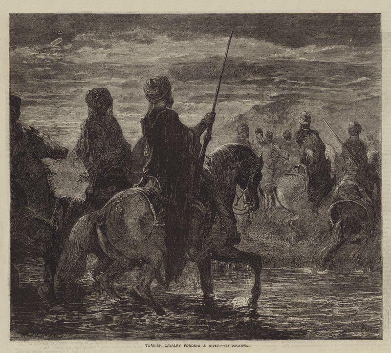 Türkische Kavallerie durchquert einen Fluss von after Edmond Morin