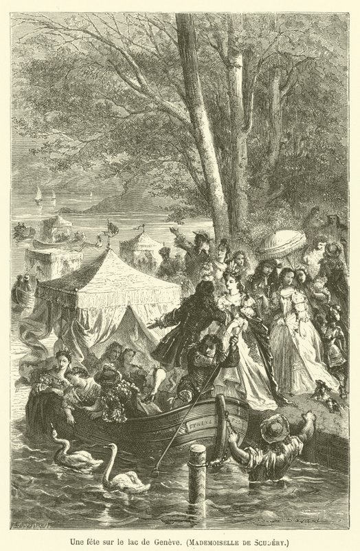 Ein Fest auf dem Genfersee, Mademoiselle de Scudery von after Emile Antoine Bayard