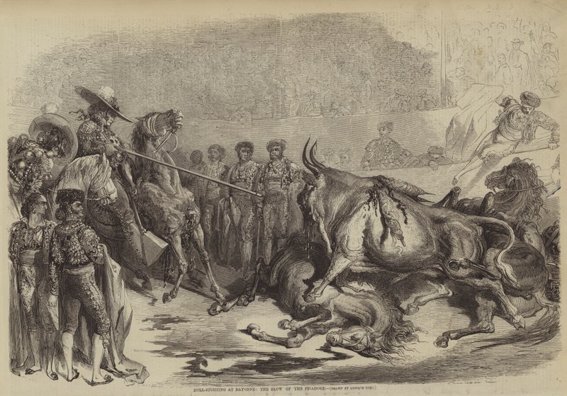 Stierkampf in Bayonne, der Schlag des Picadors von Gustave after Dore