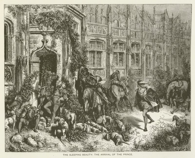 Dornröschen, die Ankunft des Prinzen von Gustave after Dore