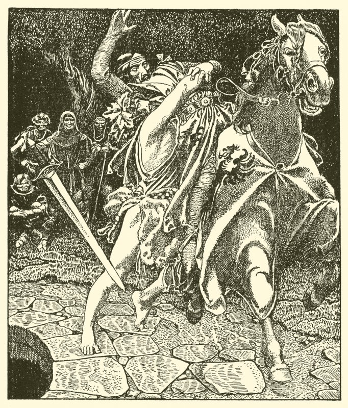 Sir Kay und der Waldwahnsinnige von after Howard Pyle