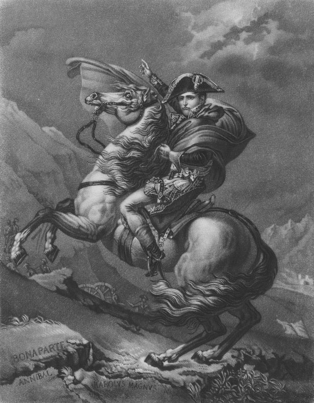 Napoleon Bonaparte überquert die Alpen von after Jacques Louis David