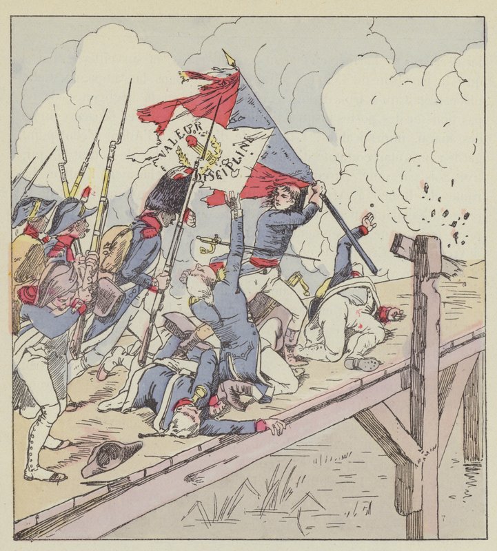 Bonaparte an der Brücke von Arcole von after Louis Charles Bombled