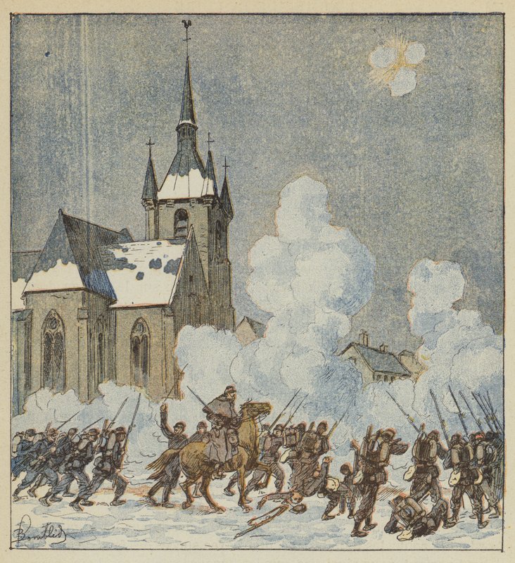 Verteidigung von Patay durch das 75. Mobiles von after Louis Charles Bombled