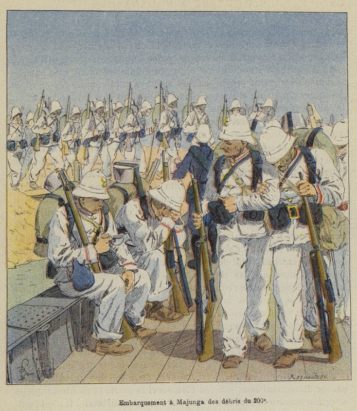 Einschiffung der Überreste des 200. in Majunga von after Louis Charles Bombled