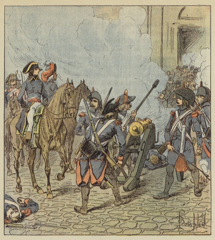 Tag des 13. Vendémiaire, Bonaparte lässt die Sektionen von Saint-Roch beschießen von after Louis Charles Bombled