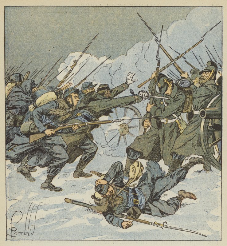 Die Kompanie Boudot vom 11. Jägerregiment stürmt auf eine deutsche Batterie von after Louis Charles Bombled