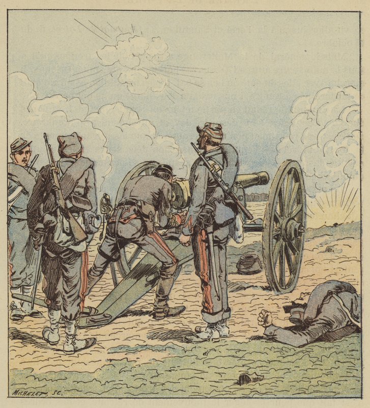 Leutnant Coffinières de Nordeck richtet selbst seine Geschütze aus von after Louis Charles Bombled