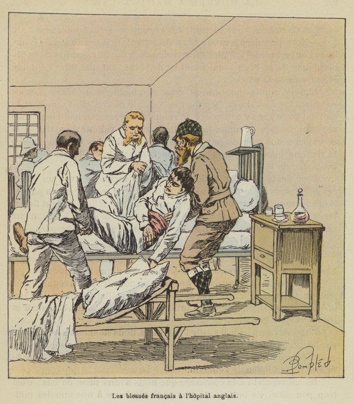 Die verletzten Franzosen im englischen Krankenhaus von after Louis Charles Bombled