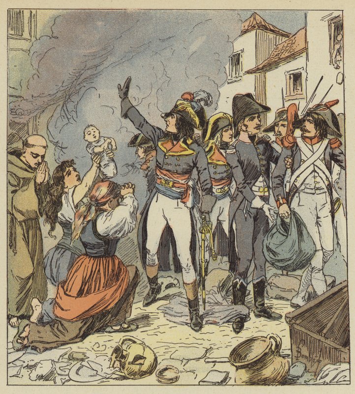 Napoleon stoppt die Plünderung Roms von after Louis Charles Bombled