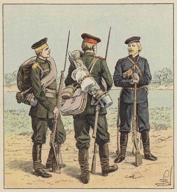 Russische Soldaten in Felduniform von after Louis Charles Bombled