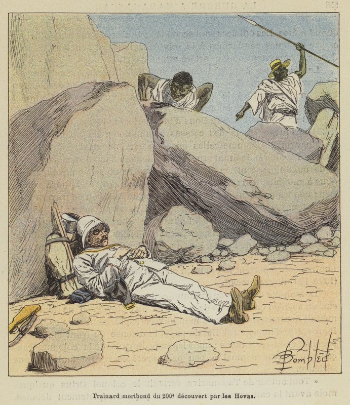 Sterbender Nachzügler des 200. von den Hovas entdeckt von after Louis Charles Bombled