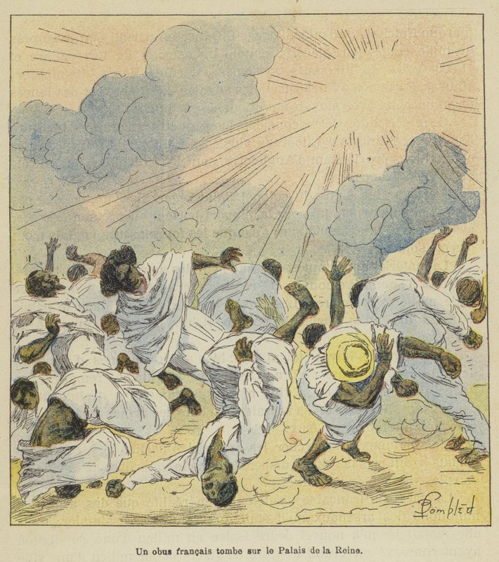 Eine französische Granate trifft den Palast der Königin von after Louis Charles Bombled