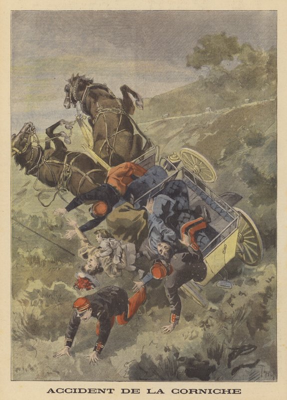 Kutschenunfall an der Corniche zwischen Eze und La Turbie von after Oswaldo Tofani